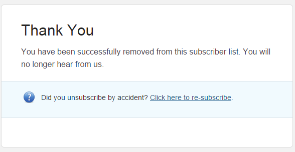 Mailchimp unsubscribe confirmation